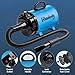 High Velocity Dog Hair Dryer 5.2HP/ 3800W Professional Dogs Blower Grooming Dryer, Adjustable Temperature and Speed Pet Dryers with 4 Nozzles and a Comb, Blue