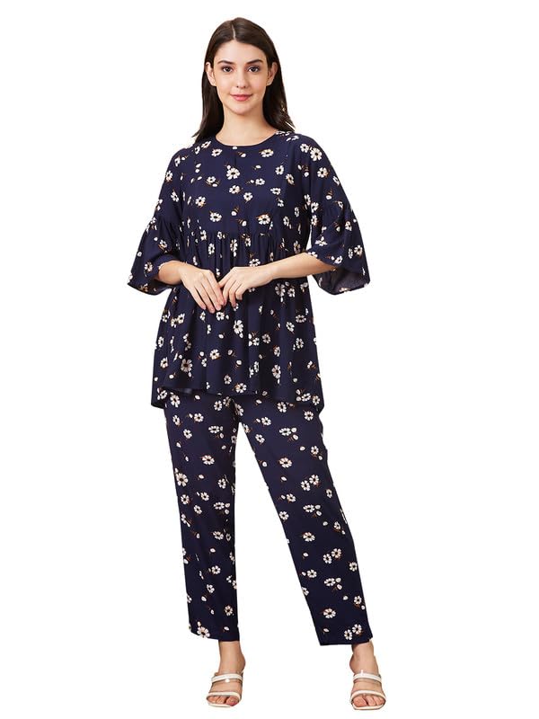 Women Rayon Printed Maternity Top & Pajama Set 2398-image-11