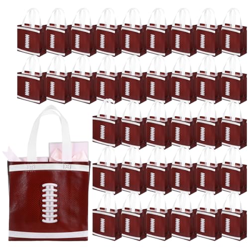 Ckhoid 36PCS Sports Party Favor Bags Football Goodie Bags Gift Bags Non-Woven Baseball Soccer Themed Treat Candy Snack Bag with Handle, Footballs Favor Bag for Party Sports Day Birthday Decor Supplies