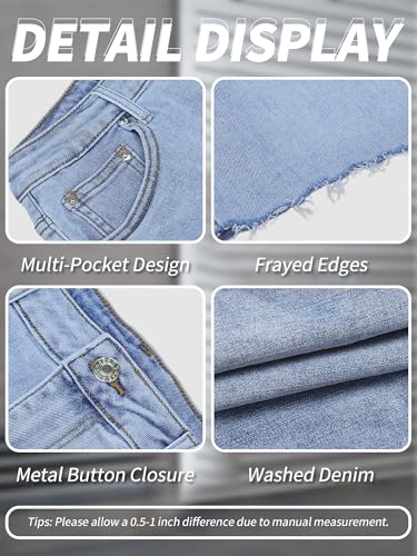 ELLEVEN Denim Skirt Women Mini Low Waist Stretchy Raw Hem Jean Skirt with Pockets - Image 6