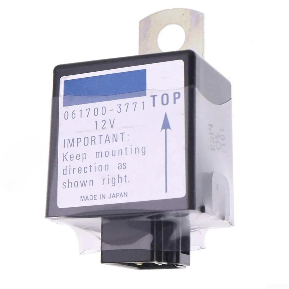 Relais d'arrêt solénoïde 12 V 061700-3770 0617003770 compatible avec Kubota T0070-31410 061700-3771 4 broches 12 V Noir Relais compatible avec tracteurs BX B L M Series et modèles RTV