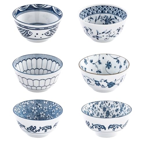 CZCMYAU Ceramic Bowls Set of 6,10 oz Cereal Bowls Porcelain Serving Bowl for Soup Salad Rice Noodles Dessert Snacks Oatmeal