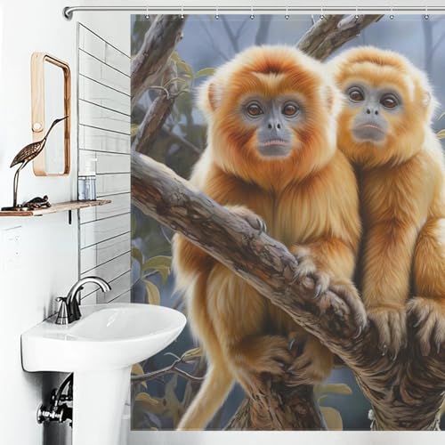 Rideau de douche singe en polyester 183x183 cm avec 12 anneaux inclus - 6