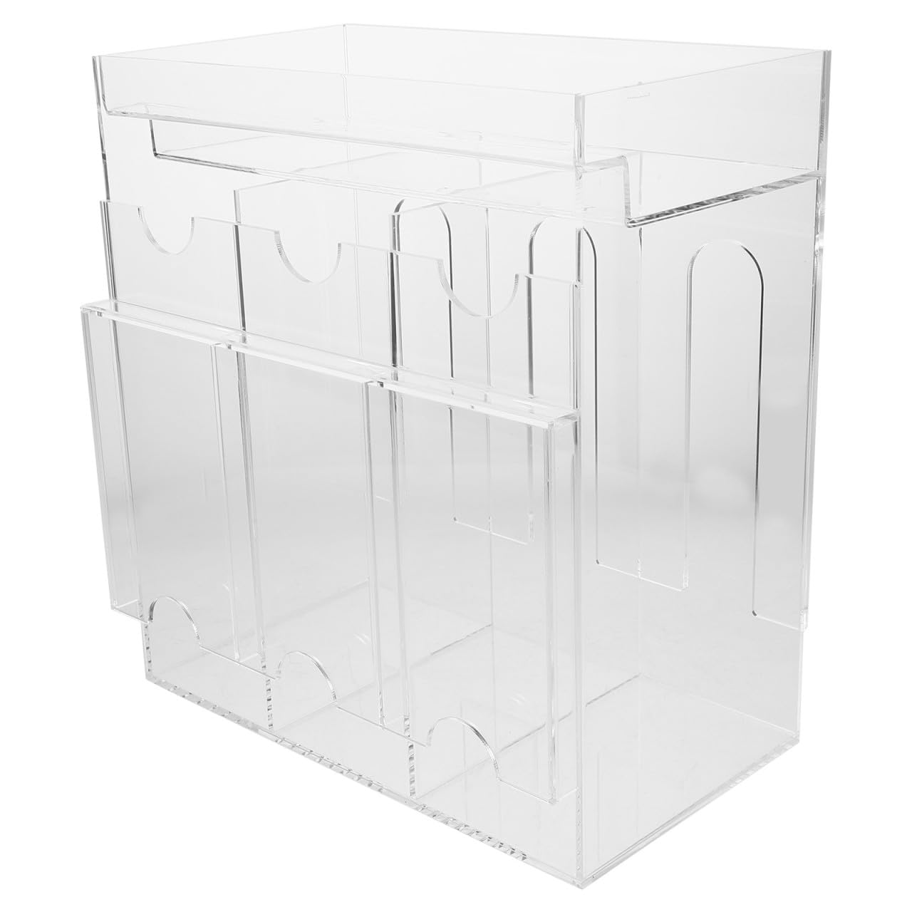 ULTECHNOVO Scatola Porta Carte in Acrilico, Card Storage Box, Organizer per Photocard e Trading Card, 3 Scomparti, Base Stabile, per Collezione e Scrivania