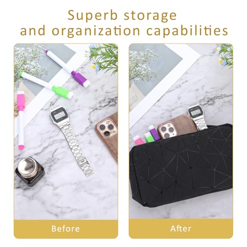 Image of Period Bags, Tampon Holder for Purse, Waterproof Portable Leather Period Pouch, Sanitary Napkin Storage Bag, Black Makeup Bag Set, Pad Pouches for Period