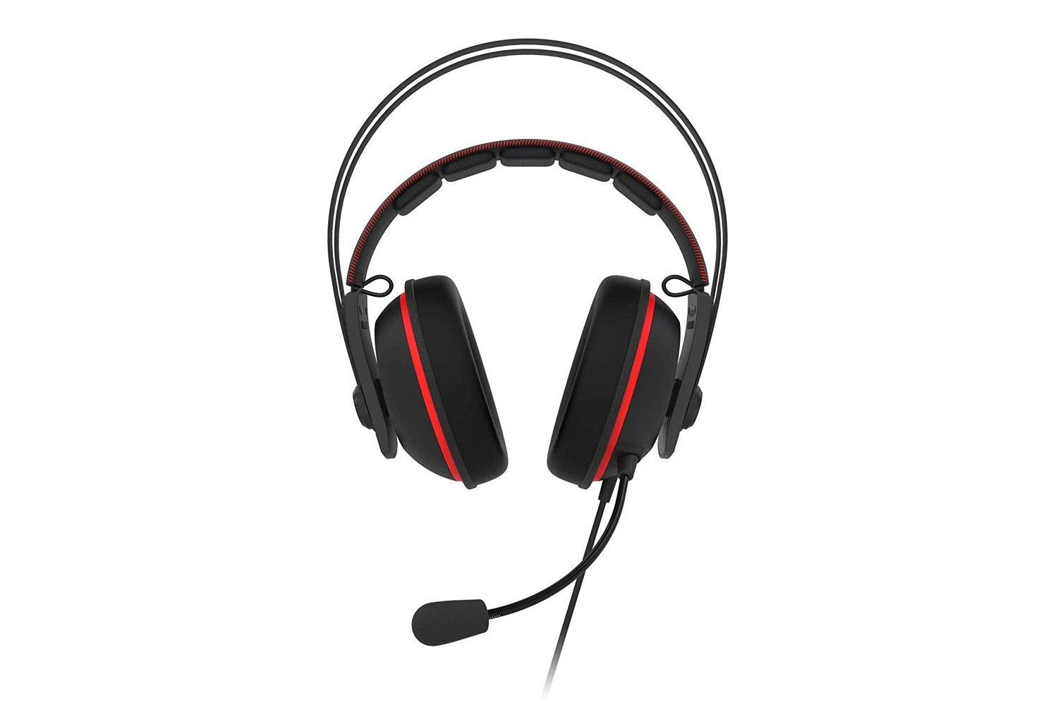 ASUS TUF Gaming H7 Cuffie gioco per PC, PS4, Nintedo Swicth, XBOX One, Audio virtuale 7.1 integrato, cuscinetti confortevoli, colore Rosso.