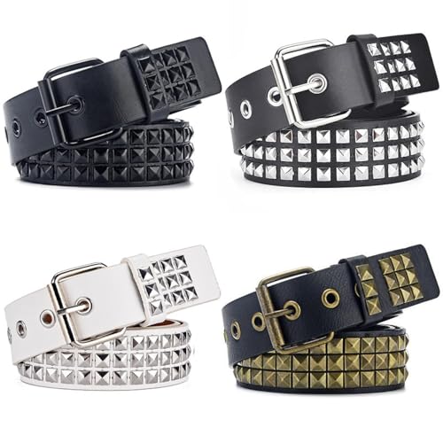 Square bead studded belts for men and women, punk rock jeans belts.2