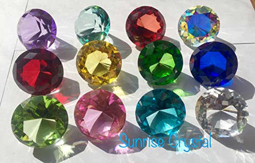 Sunrise Crystal Clear Diamond Jewel Paperweight Birthstone Box Set (12Pcs), 40Mm Crystal #TOP1