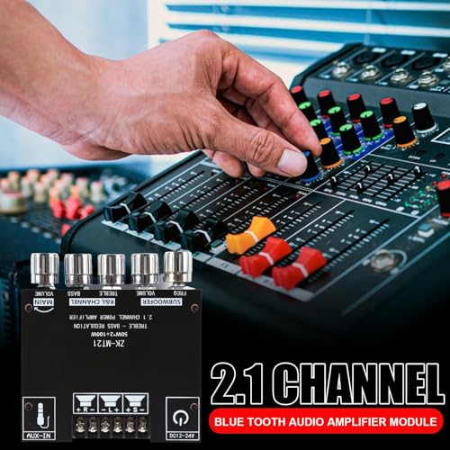 Plaón de amplificador de audio - Módulo de canal Subwoofer 2.1 de 100W, Equipo de sonido | Receptor de audio inalámbrico portátil con entrada Aux para cine en casa, de altavoces de tiendas, au - imagen 3