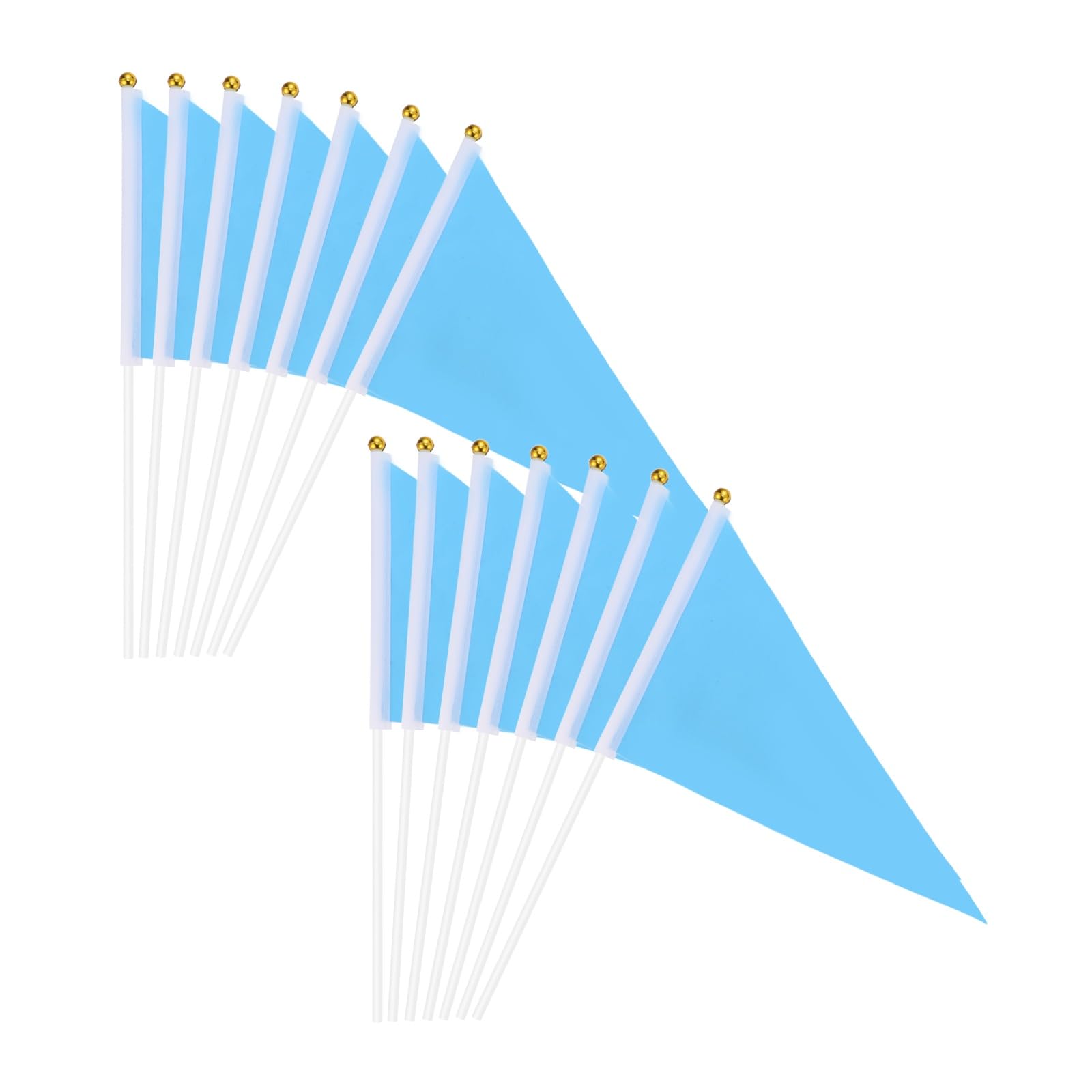 sourcing map 12Pcs Sky Blue Pennant Stick Flag, 8.3 x 5.5 Inch Handheld Solid Color Flags on Plastic Stick for DIY Graffiti Birthday Carnival Festival Celebration Sports Grand Opening Party