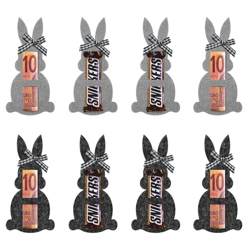 Huangzd 8 Stück Ostern Geldgeschenke, Osterhasen Filzdekorationen Geldgeschenk Verpackung für Ostern Hasen aus Filz Ostern Geschenk Lustige Osterdekoration zum Verschenken für Geld (B)
