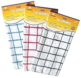 70% Algodon - 30% Poliester NEWMOP 138 Paño Secamanos Microfibra y Algodón, 40 cm x 60 cm, Blanco-Gris/Blanco-Azul/Blanco-Rosa, Caja de 48