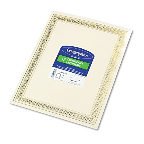 Geographics 45492 Foil Enhanced Certificates, 8-1/2 x 11, Gold Flourish Border, 12/Pack