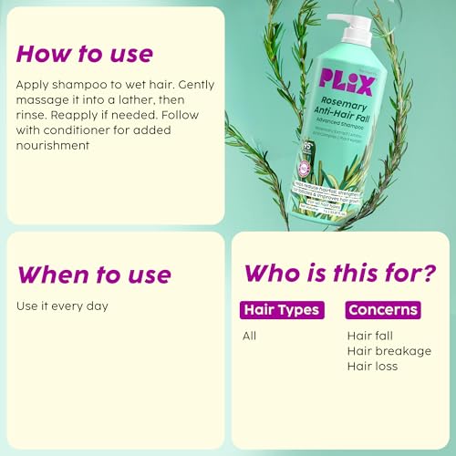 Image of PLIX - THE PLANT FIX Rosemary Anti Hair Fall Shampoo for Hair Growth | 3% Rosemary Extract & Plant Keratin | Reduces Hair Fall & Frizz | Sulphate & Paraben Free | Hair Thickening Shampoo for Men & Women | 1000 ml