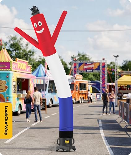 Image of LookOurWay Air Dancers Inflatable Tube Man Attachment - 10 Feet Tall Wacky Waving Inflatable Dancing Tube Guy for Business Promotion - Blower Not Included - Red /White /Blue USA