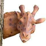 Bits and Pieces - Giraffe Tree Hugger - Durable Polyresin Animal Tree-Hugger Sculpture - Lawn and Garden Outdoor Décor Statue