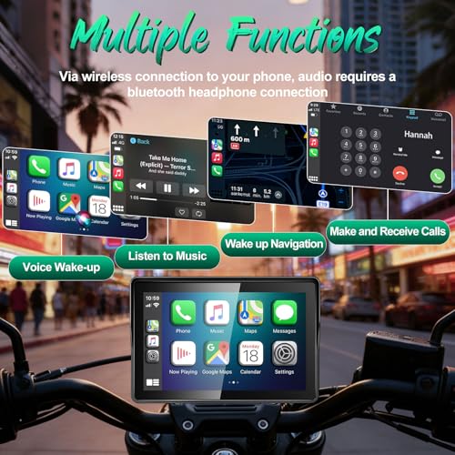 Image of 2026 YZW GPS Carplay 5 inch for Motorcycle with TPMS, Wireless CarPlay & Android Auto, GPS Nevigation, Supports Bluetooth, Siri, Google Assistant, Vioce Control, USB, IP69K HD Waterproof Touchscreen