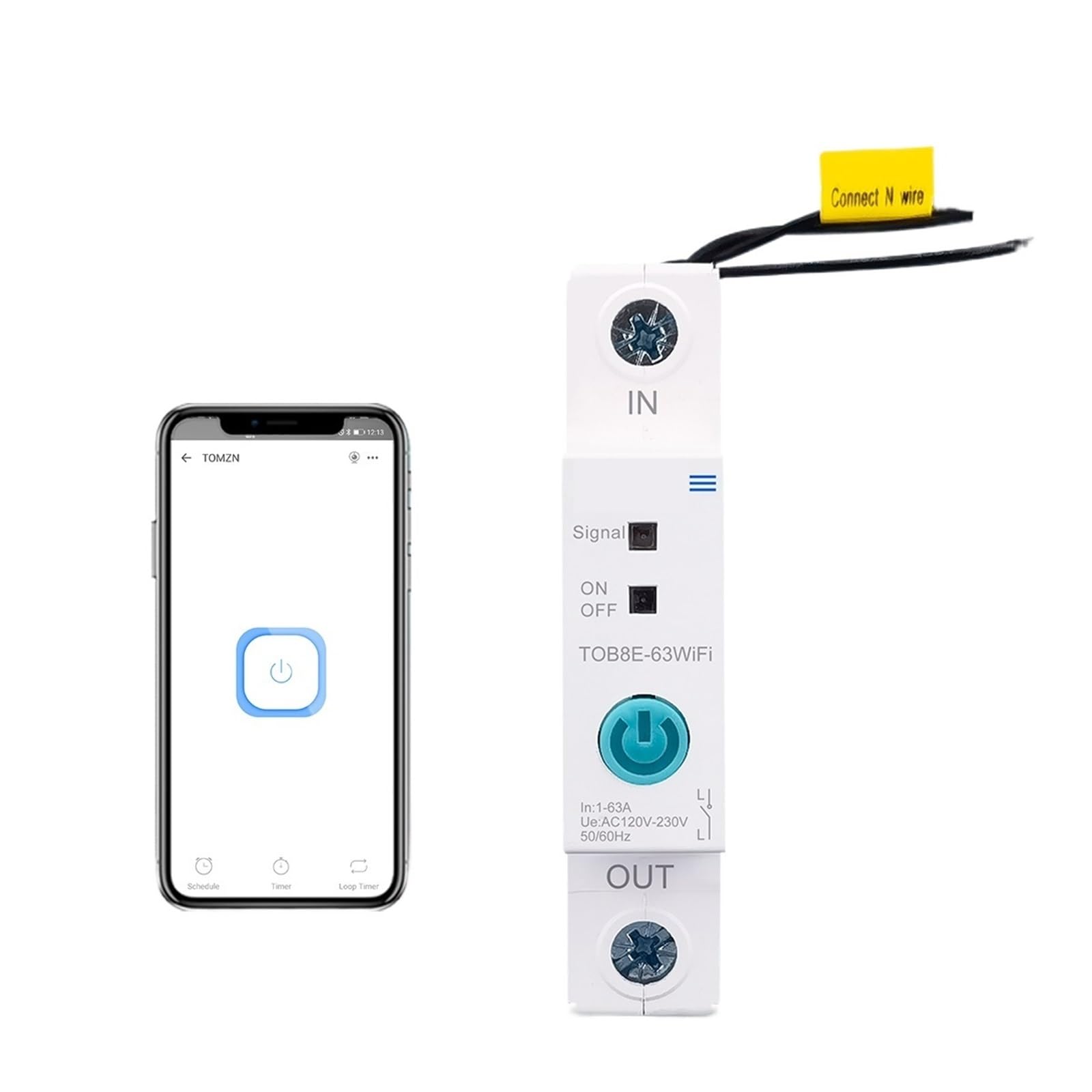 Disjoncteur intelligent 63A rail DIN application Ewelink Wi-Fi 18mm connectée