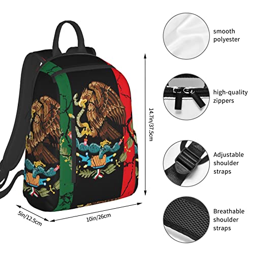 Supdreamc Backpack Multipurpose Anti-Theft Large Capacity Bookbag - Mexico Flag Crack Art Travel Hiking Daypack With Side Pockets2