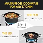 2-in-1 Pre-Seasoned Cast Iron Dutch Oven Pot with Skillet Lid Cooking Pan, Cast Iron Skillet Cookware Pan Set with Dual Handles, Indoor Outdoor for Bread/Frying/Baking/Camping/BBQ, 5 Qt - Image 4