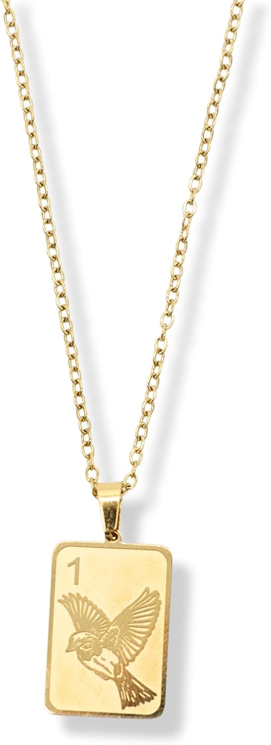Mahjong Sparrow One Bam Bird Cheers Necklace, 16-18 Inch Adjustable Chain, No Fading Gold Plated Jewelry is the Perfect Fun Fashion Gift for Game Night, Middle & Main Mahjong Accessories