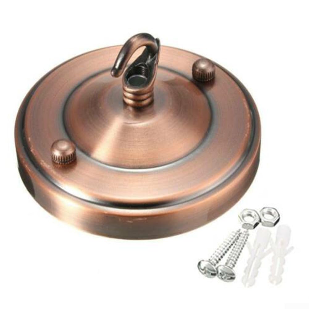 ZYNCUE Ceiling Rose Hook Plate, Iron Chandelier Hanging Plate Hook Ceiling Light Canopy, Vintage Ceiling Cover Plate Hook Pendant Accessories for Lighting Chandelier Plated Parts(Antique Copper)