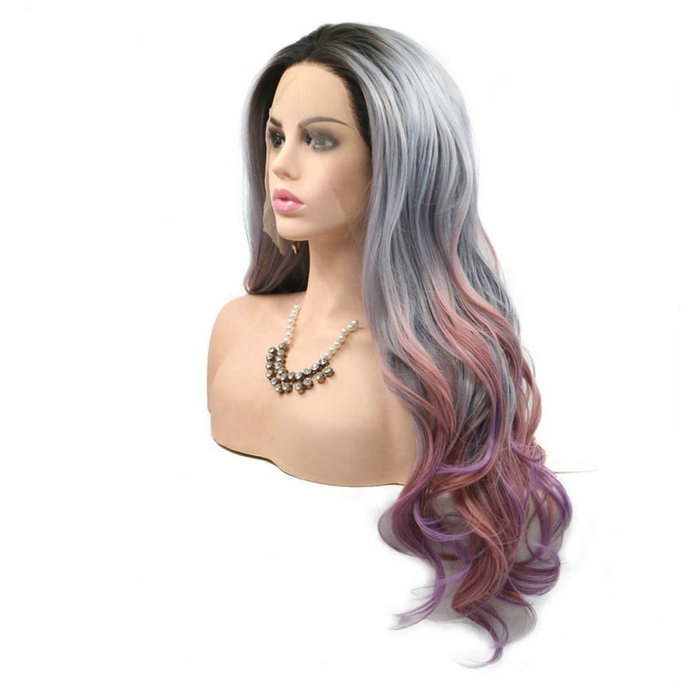 - ? 24” MERMAID OMBRÉ BODY WAVY LACE FRONT WIG mermaid-colorful-long-wavy-  main image 4