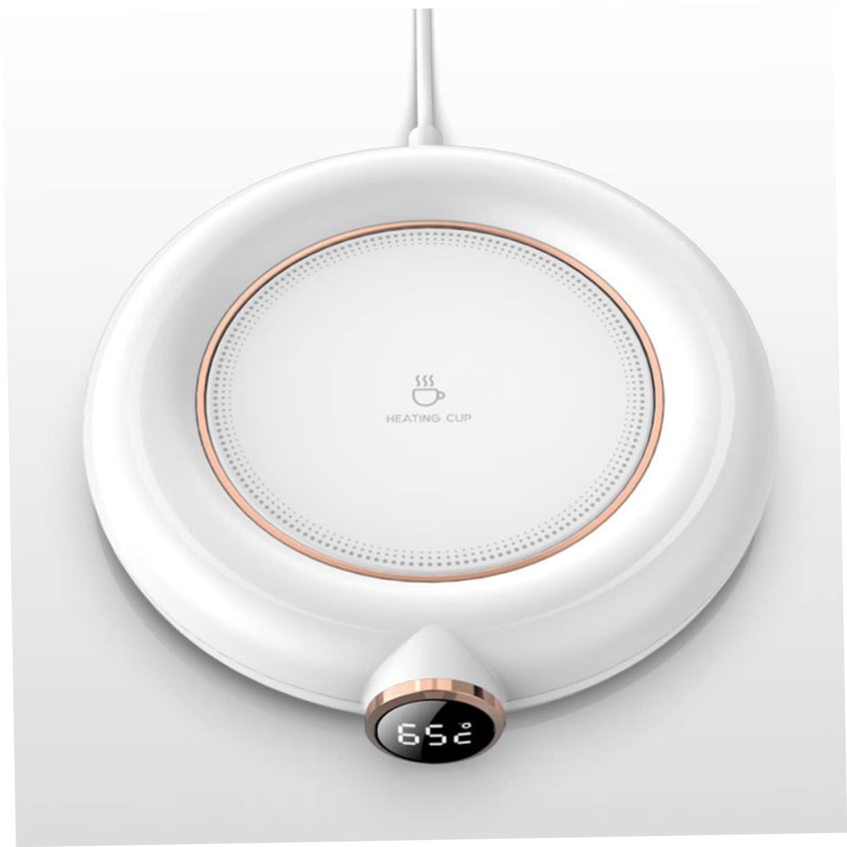 Posavasos Calentador de Tazas USB 5v 10w, Plástico Blanco | Niveles Múltiples 55℃-65℃-75℃, Apagado Temporizador 8h, Diseño Compacto para Casa y Oficina