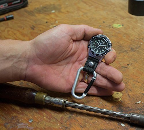 Dakota Watch Company Men's Aluminum Backpacker Clip Watch, Black (28446)