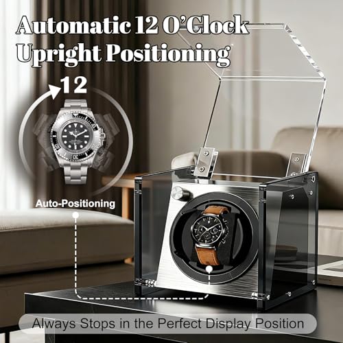 Image of Watch Winder Smith Acrylic Single Automatic Watch Winder - 12 O'Clock Upright Display, Ultra Quiet Performance for Large & Small Watches
