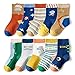 Produktbild FedMois 10er Pack Kinder Socken Jungen Mädchen Strümpfe Baumwolle, Astronaut und Dinosaurier, Gr. 19-22