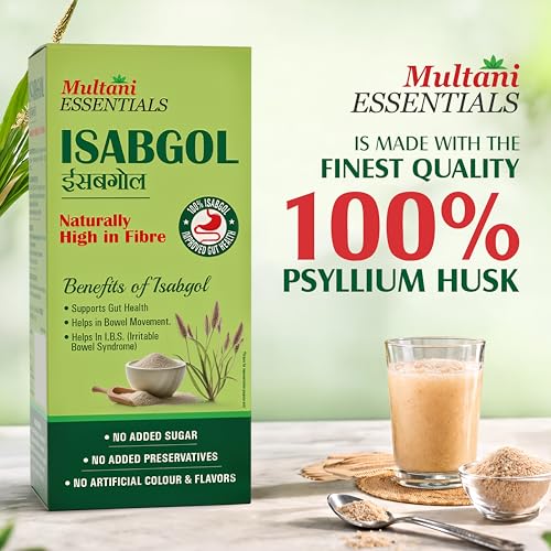 Image of Multani Essentials Isabgol | Psyllium Husk Powder - 100gm (Pack of 2) | For Gut Health And Irritable Bowel Syndrome | Effectively Relieves Constipation | Fibre Supplement For Digestion | Chemical Free | No Added Sugar Or Artificial Flavour | 100% Isabgol