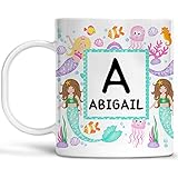 Kids Mermaids Mug Customize Name Dishwasher Safe Unbreakable Cup BPA Free