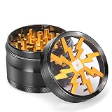 IDEAW Kräutermühle, transparente Abdeckung, tragbare Kräutermühle mit Sieb und magnetischer Oberseite, beste Mühle für die meisten Kräuter, mit Pollenschaber, 63 mm, 4 Schichten, golden