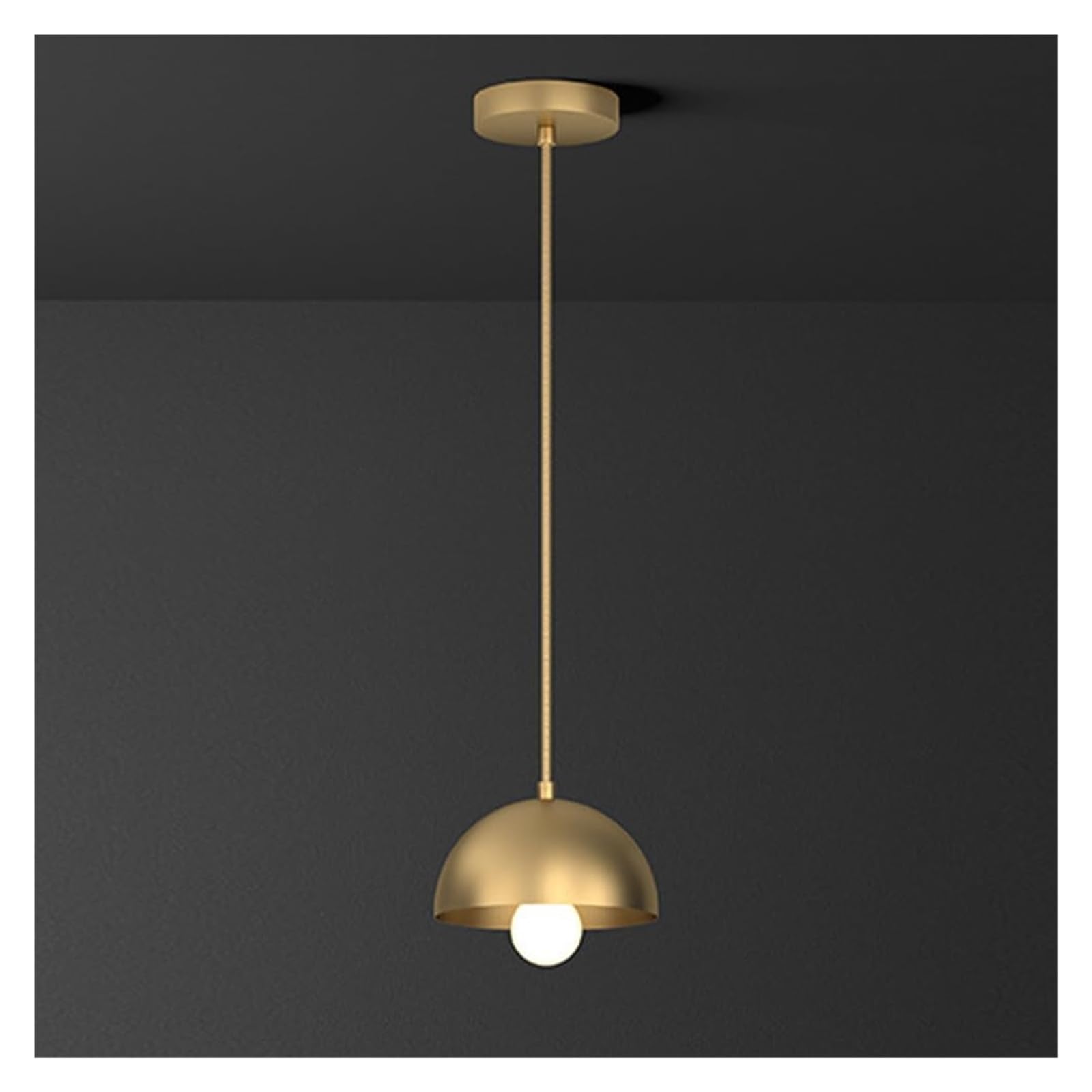 ASerZenith Brass Industrial Pendant Light All Copper Dome Pendant Light, Modern Indoor Hanging Light Fixtures