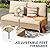 VICLLAX 7 PCS Wicker Patio Furniture Set, Outdoor Conversation Set Sectional Sofa with Cushion & Glass-Top Coffee Table for Garden, Poolside, Backyard, Oak PE Rattan