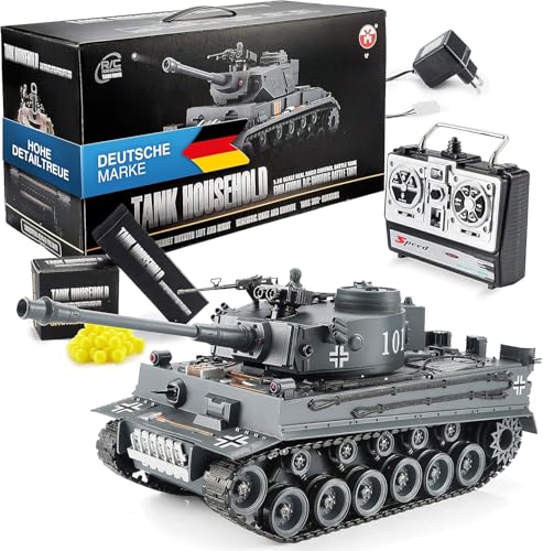 GOODS+GADGETS Modèle réduit de Char d'assaut Allemand Tiger I 2.4GHz à l'échelle 1:16 avec Fonction de tir, Son - RTR (Tiger I)