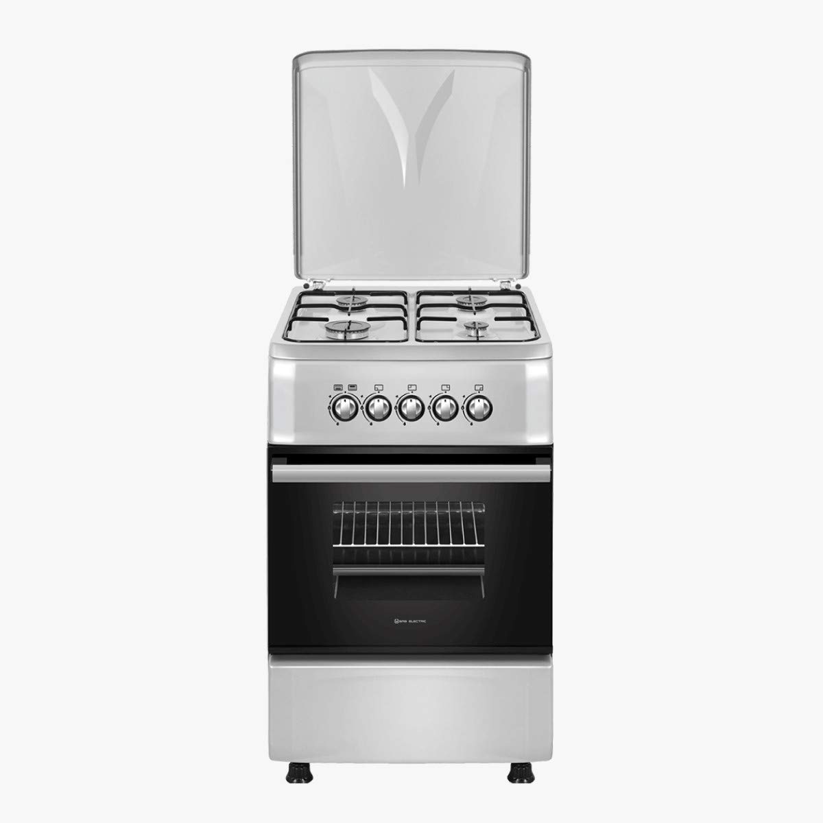 EAS ELECTRIC SMART TECHNOLOGY | EFG555X | Cocina de gas Inox | Color Inox | 50 cm | Gas butano y gas natural | Autoencendido | Horno de 55 litros | Tapa de metal | Parrillas esmaltadas | 4 fuegos