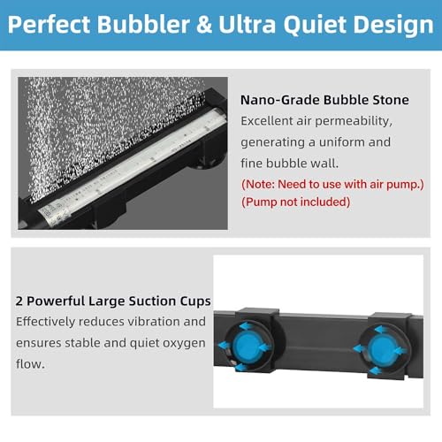 Image of DaToo Submersible Aquarium Light 14Inch Fish Tank Light Bubbler Wall with Air Bubble Hole IP68 Waterproof Color Changing Led Light for Freshwater and Saltwater Aquariums Fish Tanks