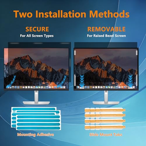 TomDetm [2-Pack] 27 Inch Computer Privacy Screen for 16:9 Monitor, Removable Anti Glare Blue Light Filter & Anti-Scratch Protector Film - Eye Protection Privacy Shield for Desktop Monitors - Thumbnail 6