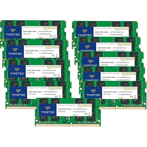 Image of Timetec 160GB KIT (10x16GB) DDR4 2666MHz (PC4-2666V) PC4-21300 SODIMM Laptop RAM - 260-Pin 1.2V CL19 Non-ECC Unbuffered Memory Module for Laptop, Notebook, Mini PC, All-in-One