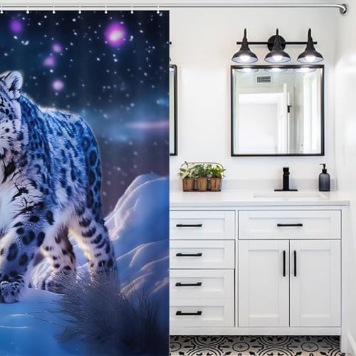 Rideau de douche léopard imperméable et résistant pour baignoire