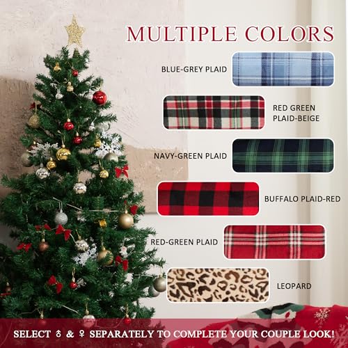 U2SKIIN Couple Fleece Onesie Pajamas, Matching Plaid Hooded Zipper Pjs Set Christmas Jumpsuit Warm Sleepwear for Women & Men4