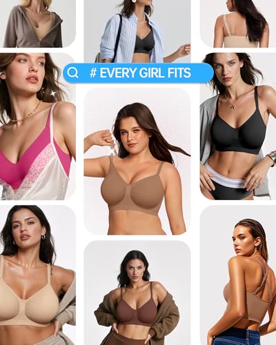 OEAK Bralettes for Women with Support Comfortable Wireless Bras Seamless Bralette No Underwire Bra Cute Everyday Tshirt Bras Sienna XXL4