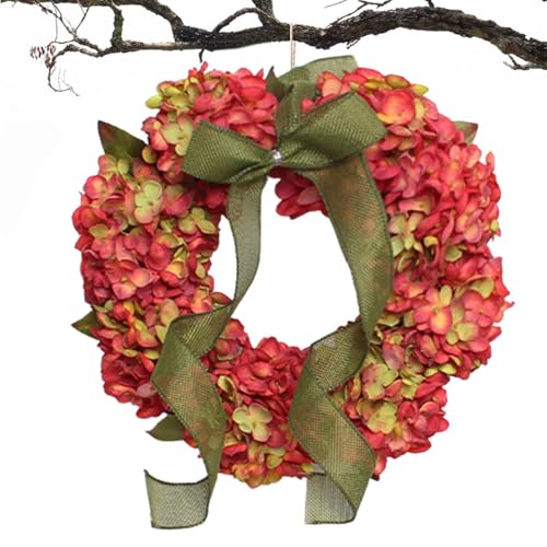 Couronne d'automne – Couronne d'automne, Fournitures durables de Couronne d'automne avec Feuilles d'hortensia | Décor de Porte de Thanksgiving, Couronne de Thanksgiving, Couronne de Citrouille, décor