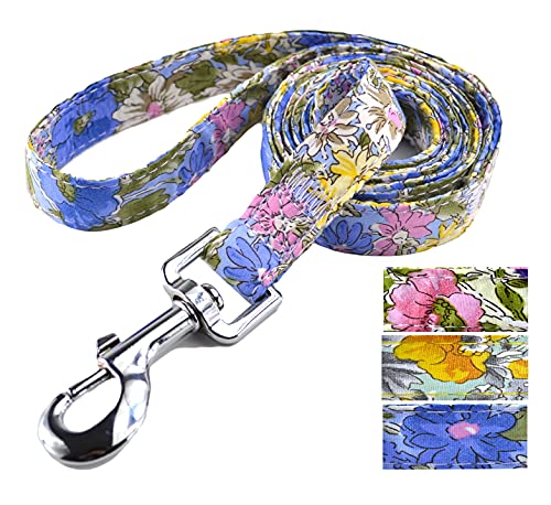 Moonpet Hundeleine mit Blumenmuster, für kleine, mittelgroße und große Hunde, robust, 122 cm breit, Blau Cover