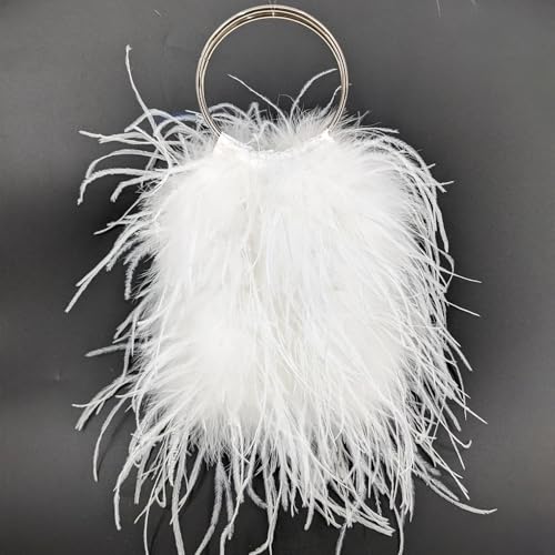 LVCOMEFF Women Evening Purse Ostrich Feather Handbag with Handle Crossbody Bag Cute Luxury3