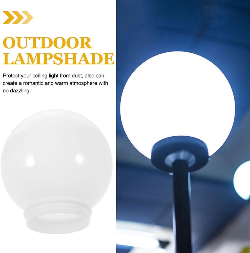 VICASKY 3-Pack White Frosted Acrylic Globe Fixture Cover, 2.6" Threaded Neck & 3.9" Diameter - Replacement for Outdoor Wall Sconces, Street Lamp Posts, and Exposed Bulb Lights