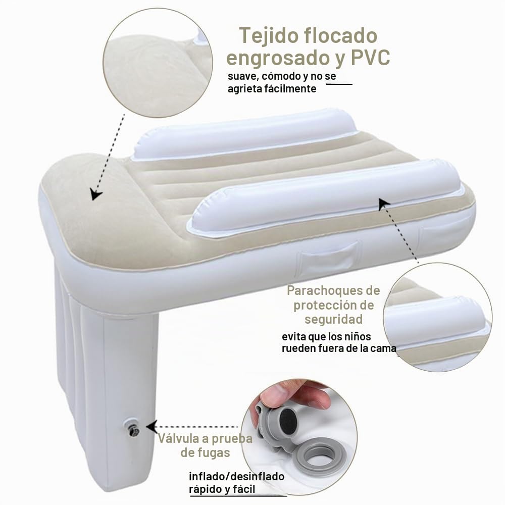Cama Inflable Avion Niños, Reposapies Avion Niños Portátil para Acostarse y Descansar - Air Baby se Adapta a la Mayoría de Los Asientos para el Vuelo, el Coche