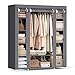 SONGMICS 59 Inch Closet Organizer Wardrobe Closet Portable Closet shelves, Closet Storage Organizer with Non-woven Fabric, Quick and Easy to Assemble, Extra Strong and Durable, Gray ULSF03G